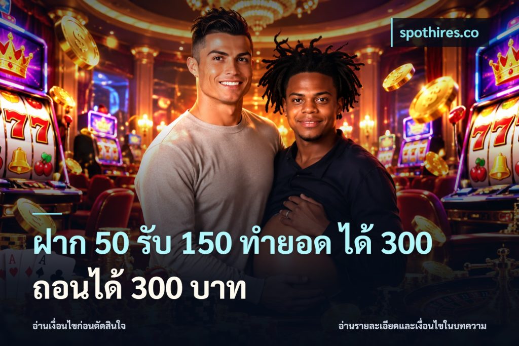 ฝาก 50 รับ 150 ทํายอด ได้ 300 ถอนได้ 300 บาท