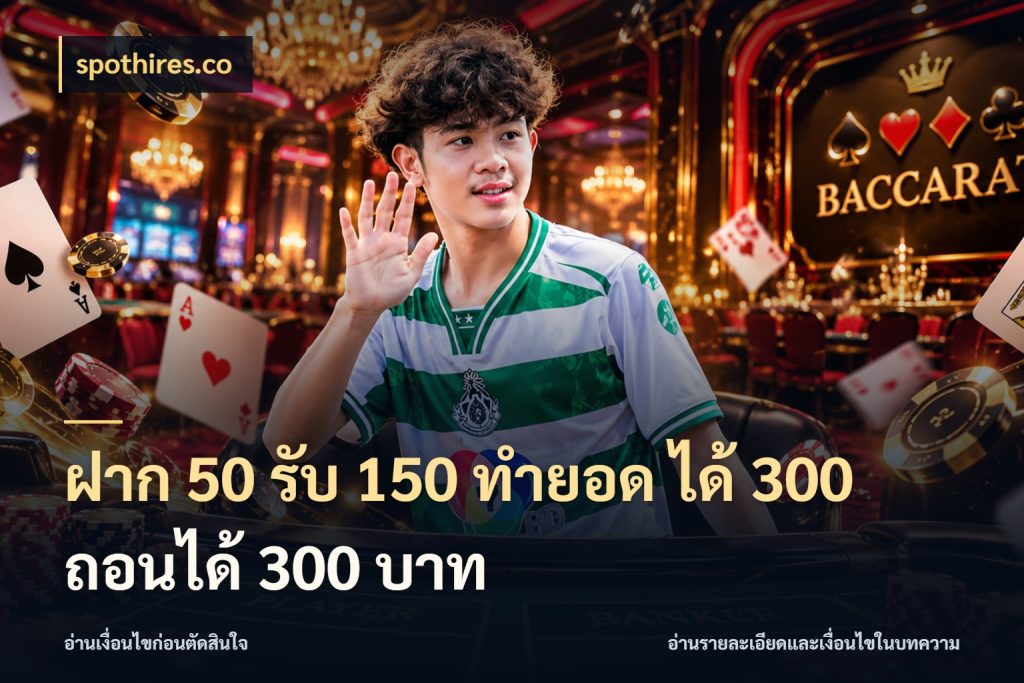 ฝาก 50 รับ 150 ทํายอด ได้ 300 ถอนได้ 300 บาท spothires.co จุดเด่นของเครดิตที่คนชอบเกมอยากรู้