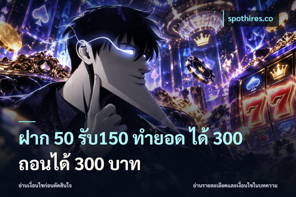 ฝาก 50 รับ150 ทำยอด ได้ 300 ถอนได้ 300 บาท