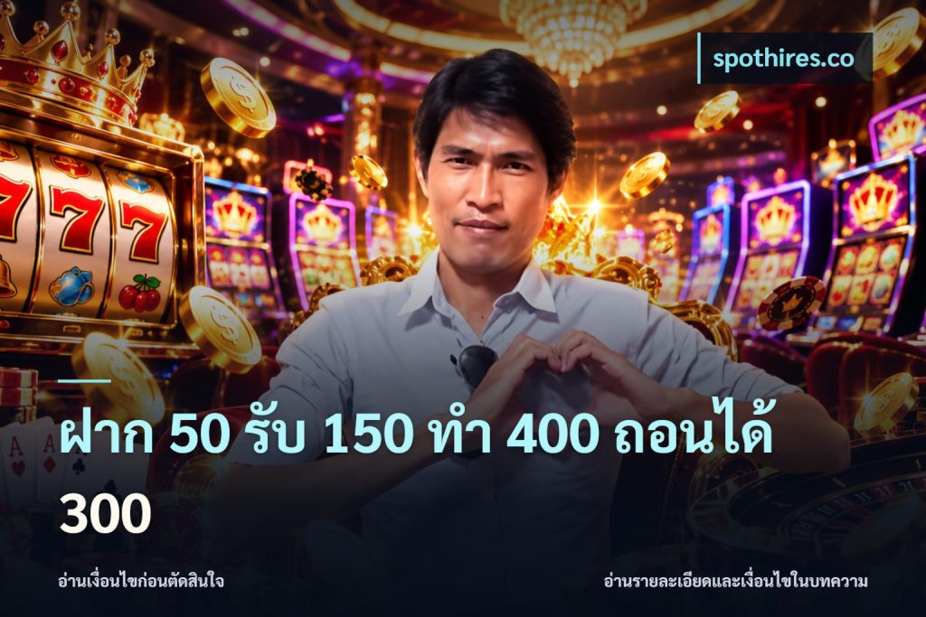 ฝาก 50 รับ 150 ทํา 400 ถอนได้ 300