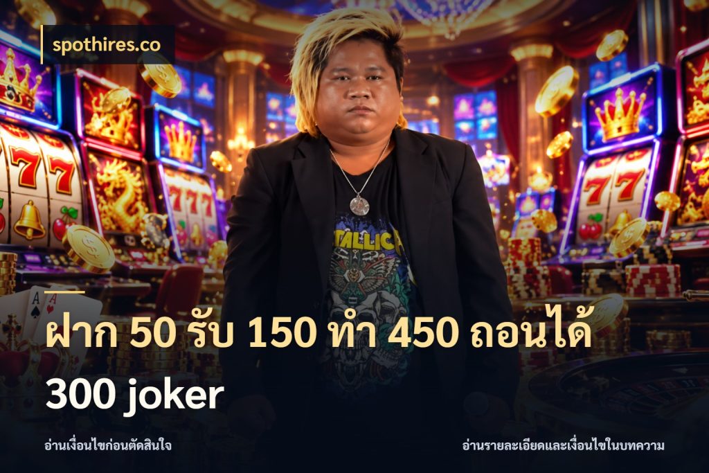 ฝาก 50 รับ 150 ทํา 450 ถอนได้ 300 joker จับคู่โบนัสกับสไตล์เกมที่ชอบ ในมุม spothires.co