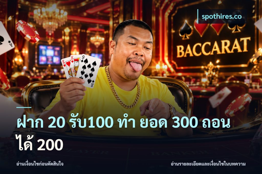 ฝาก 20 รับ100 ทํา ยอด 300 ถอนได้ 200