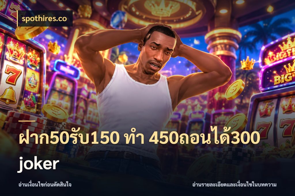 ฝาก50รับ150 ทํา 450ถอนได้300 joker รูปแบบโบนัสกับสิทธิ์ของสายเกม สไตล์ spothires.co