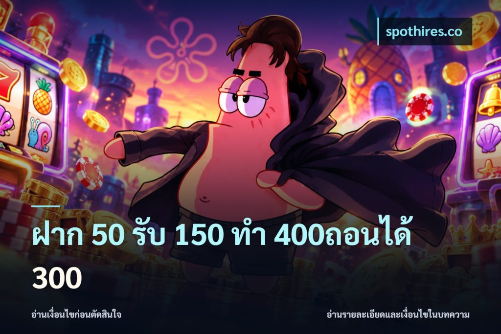 ฝาก 50 รับ 150 ทํา 400ถอนได้ 300