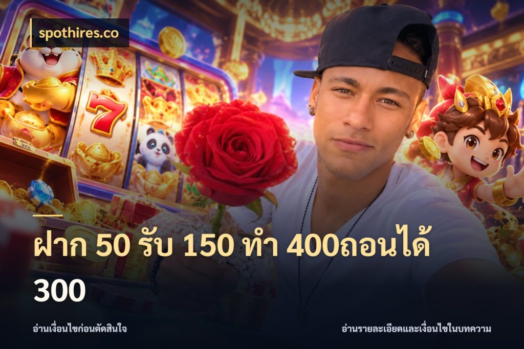 ฝาก 50 รับ 150 ทํา 400ถอนได้ 300 จับประเด็นยอดรับก่อนเลือกความสนุก ในมุม spothires.co