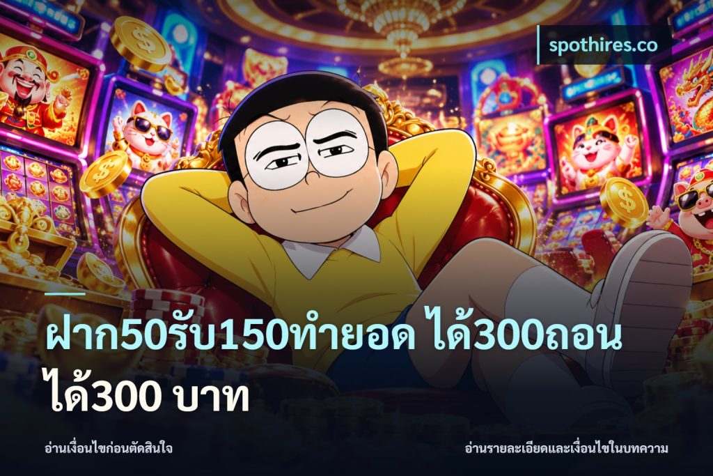ฝาก50รับ150ทํายอด ได้300ถอนได้300 บาท