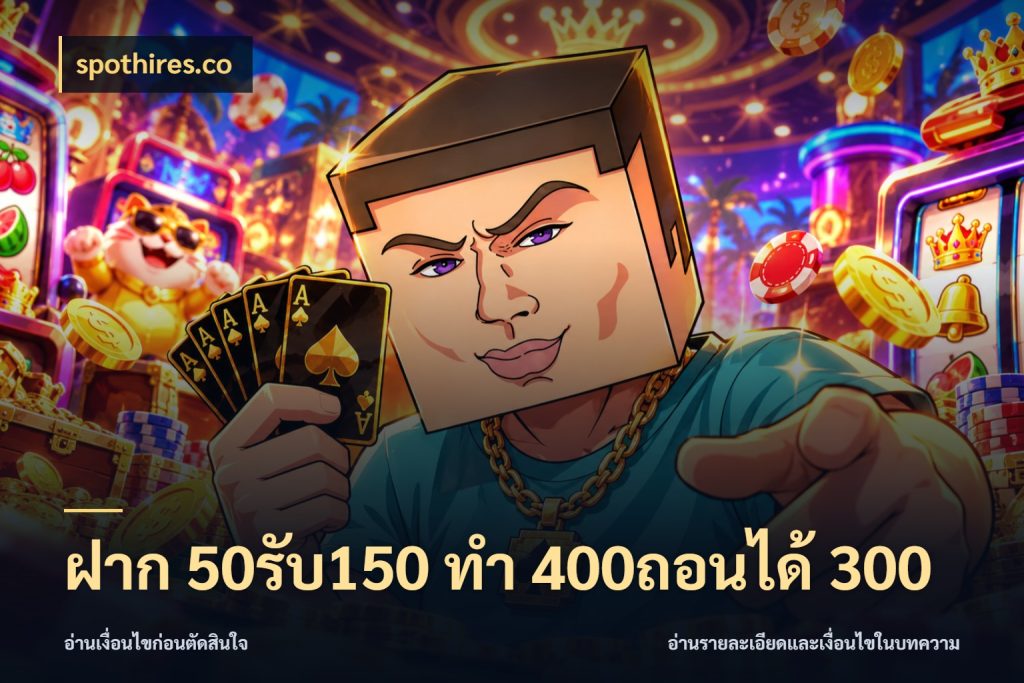 ฝาก 50รับ150 ทํา 400ถอนได้ 300 รูปแบบโบนัสกับสิทธิ์ของสายเกม ในมุม spothires.co