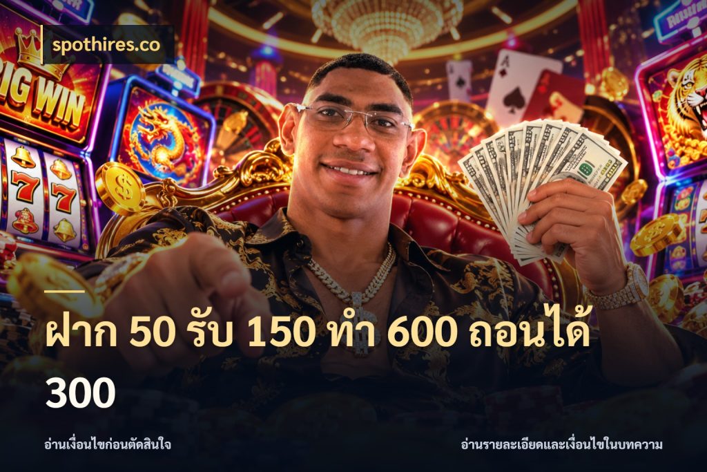 ฝาก 50 รับ 150 ทํา 600 ถอนได้ 300 spothires.co โปรยอดรับที่สายเกมสนใจ