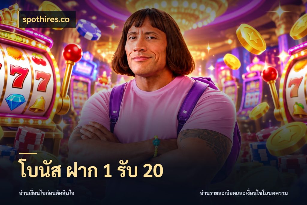 โบนัส ฝาก 1 รับ 20 โปรกับเกมที่ชอบเลือกให้ตรงสไตล์ กับ spothires.co