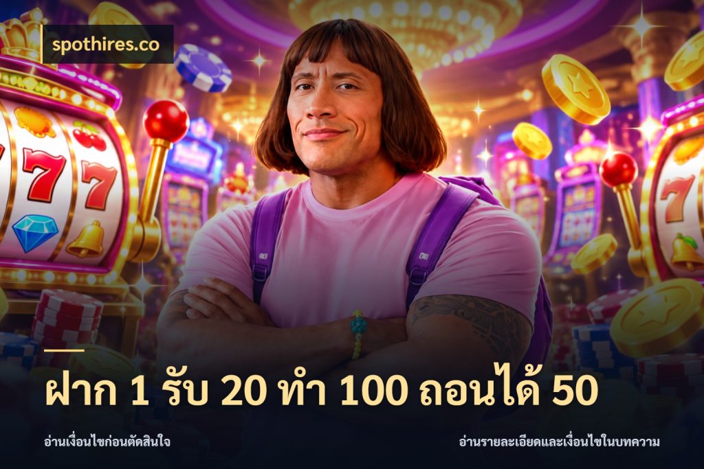 ฝาก 1 รับ 20 ทำ 100 ถอนได้ 50 โปรกับเกมที่ชอบเลือกให้ตรงสไตล์ สไตล์ spothires.co
