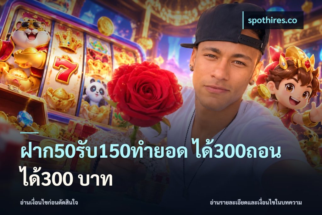 ฝาก50รับ150ทำยอด ได้300ถอนได้300 บาท