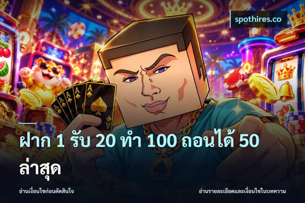 ฝาก 1 รับ 20 ทำ 100 ถอนได้ 50 ล่าสุด