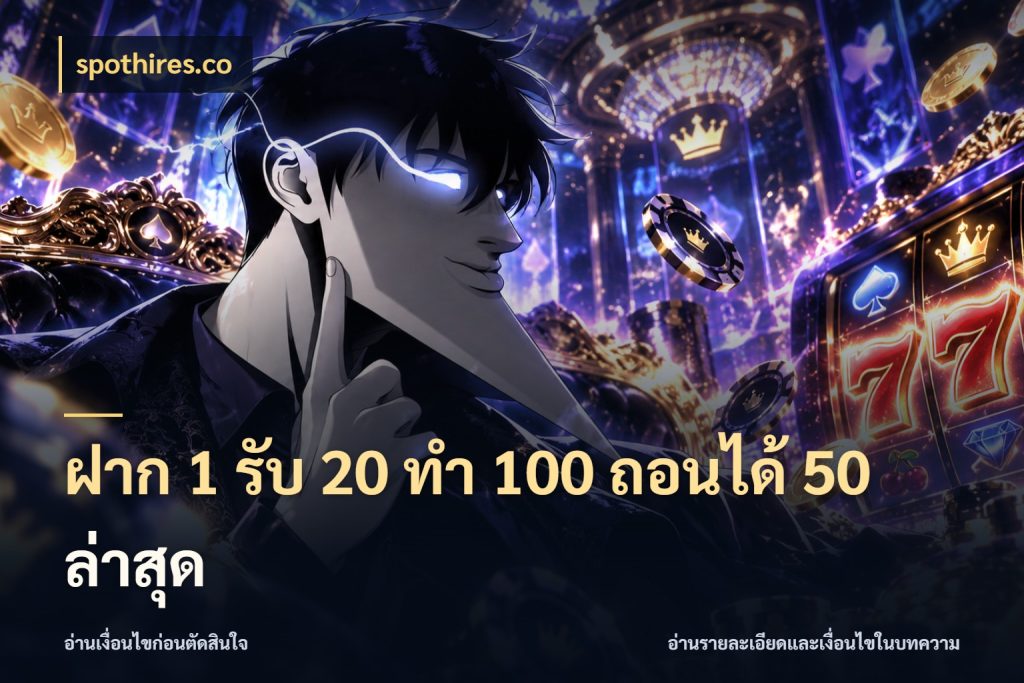 ฝาก 1 รับ 20 ทำ 100 ถอนได้ 50 ล่าสุด spothires.co ยอดฝากและยอดรับในมุมของคนชอบลุ้น